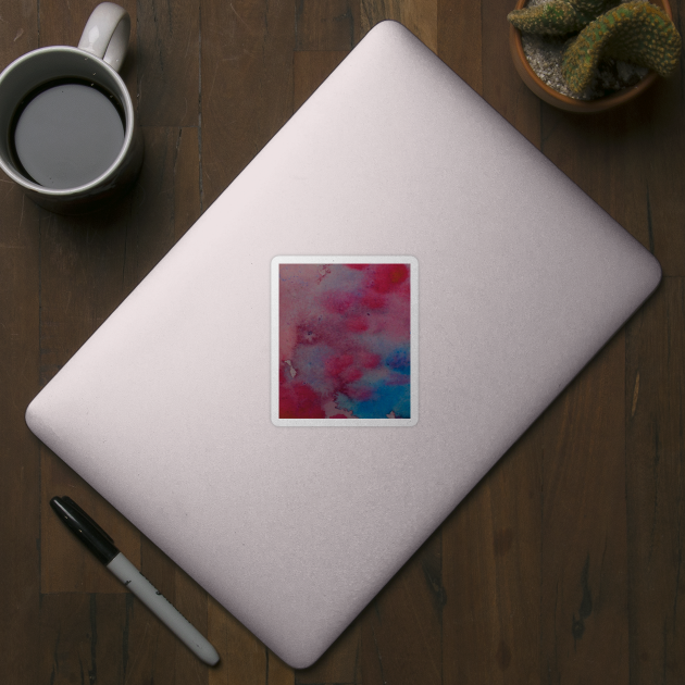 abstract watercolor stain red blue pink sky ocean by maoudraw